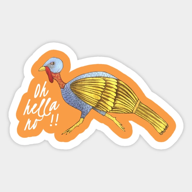 Funny Runaway Golden Turkey Sticker by DesignsByMonique